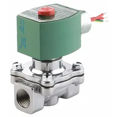 This 2-way/2-position normally open solenoid valve is designed for on/off control of liquids or gases. It features a 1/2 in pipe size, 110V AC voltage, high-flow capacity, and an NBR seal. Suitable for use in industrial automation, water treatment, and process systems.