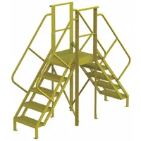 TRI-ARC Crossover Bridge: 4.2 ft Platform Ht, Steel, 1,000 lb Load Capacity, Perforated, 5 Steps (MPN 7CY97)