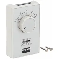 DAYTON Line Volt Mechanical Tstat: Heat Only, On-Off, 50° to 90°F, Exposed Dial, 120 to 277V AC, 1H (MPN 4PU49C)