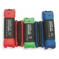This folding key set includes 3 pieces with both metric and SAE sizes, featuring standard end and short configurations. The black oxide finish provides corrosion resistance. Suitable for tightening or loosening hex and Torx fasteners in maintenance, assembly, and repair tasks where compact storage and quick size access are needed.