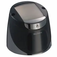 Plastic flush valve cover compatible with SLOAN Solis® series toilets and urinals. Serves as an inside or outside cover to enclose the flush valve mechanism. OEM replacement part for commercial restroom applications