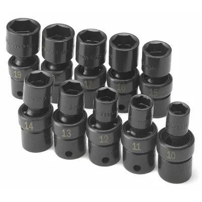 SK PROFESSIONAL TOOLS Impact Socket Set: 3/8 in Drive Size - Metric Flex Impact Socket Sets