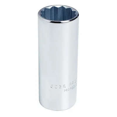 PROTO Socket: SAE, 1/2 in Drive Size, 1 5/16 in Socket Size, 12-Point, Deep, Chrome - 1/2" Drive Hand Sockets