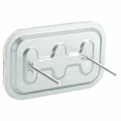 Rectangular duct access door with 16-gauge steel construction and thumbscrews. Rated for maximum 2,300°F, includes two mounting studs. Provides access for inspection and maintenance of high-temperature duct systems.