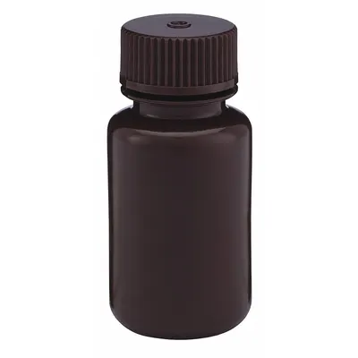 GLOBE SCIENTIFIC Sampling Bottle: HDPE, 60 mL, 2.02 fl oz, Closure Included, Amber - HDPE Wide Mouth Round Lab Bottles