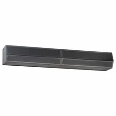 This ambient air curtain is designed for a 5 ft opening, delivering 2,743 cfm to create an air barrier over doorways. It operates on 208/230V AC, single-phase, and features a black steel housing. Typical applications include commercial and industrial entrances to help separate indoor and outdoor environments.