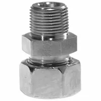 This ERMETO flareless bite-type steel compression fitting from the Ermeto DIN series connects 10 mm OD tubing to a 1/4-18 threaded port. Rated for a maximum operating pressure of 630 bar, it is suitable for high-pressure hydraulic and pneumatic fluid systems