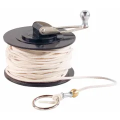 Replacement line for chalk line reels, 140 ft length, made of polysynthetic material. Used for marking straight reference lines on floors, walls, and ceilings in construction, framing, and masonry layout.