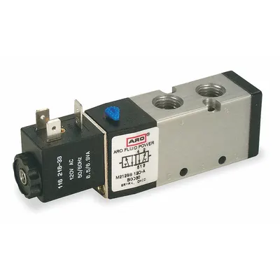 ARO Solenoid Air Control Valve: MaxAir, Four-Way / Two-Position, 24V DC - ARO MaxAir Series Solenoid-Operated Inline Air Control Valves