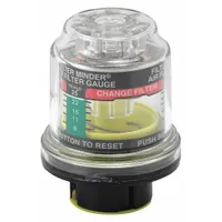 Plastic restriction gauge for air filters, 2 3/4 inches in length. Includes a service decal. Used to measure airflow restriction and indicate when an air filter requires service