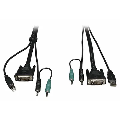 EATON TRIPP LITE Switch Cable Kit: DVI/Stereo Audio, Tripp Lite Series, 10 ft Lg, Male - KVM Cable Kits