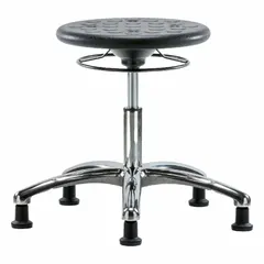 APPROVED VENDOR Polyurethane Lab Stool, Black, 13 in Seat, 16 1/4 to 21 1/2 in Height
