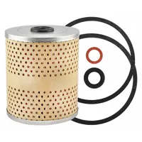 Cartridge oil filter with cellulose media, 4 13/16 in overall height and 3 15/16 in outside diameter. Includes two furnished gaskets (G132 and G208-A). Used in engine lubrication systems to remove contaminants from oil
