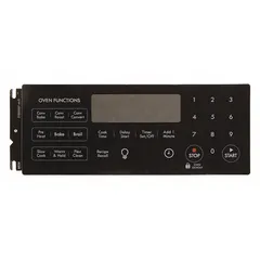 This overlay is a replacement control panel overlay for Electrolux ovens. It serves to protect the underlying controls from spills and wear while restoring the original appearance and functionality of the appliance.
