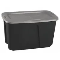 HOMZ Storage Tote: 32 gal, 31 7/8 in x 20 in x 17 3/4 in, Black Body, Gray Lid, More than 20 gal (MPN 6630GRBKTS.06)