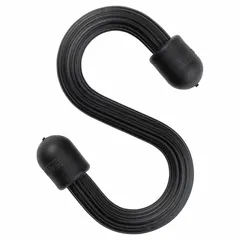 This unfinished S-hook has a 0.394 in wire diameter, 3 1/32 in overall length, and 3 1/2 in overall width. The rubber coating provides grip and helps protect surfaces. It is used for hanging, securing, or organizing items in workshops, warehouses, or job sites.