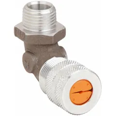 This 90° metallic cable grip connects a 0.13 to 0.19 inch diameter cord to a 1/2 inch male NPT threaded enclosure. The silver aluminum body and orange color-coded grommet provide liquid-tight sealing with an IP66 rating. Suitable for industrial wiring applications requiring strain relief and environmental protection, including Class I, Division 2 hazardous locations.
