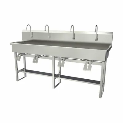 SANI-LAV Four-Station Freestanding Wash Station with Faucets - Four-Station Freestanding Wash Stations with Faucets