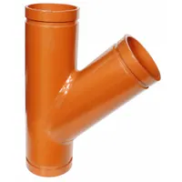 This grooved pipe fitting is a 45° lateral wye used to branch a pipeline at a 45-degree angle. It is made of carbon steel with an EPDM seal, rated for 300 psi at 150°F. Suitable for fire protection, HVAC, and industrial piping systems with grooved-end connections