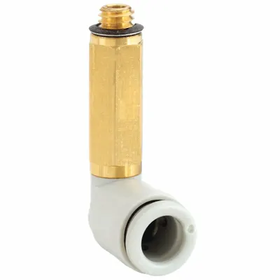 SMC KQ2W06-M5A Push-to-Connect Elbow Fitting, 6 mm OD x M5x0.08, Brass, White - Polybutylene & Brass Tube Fittings