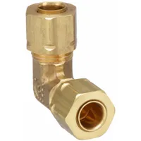 This self-aligning brass compression fitting elbow connects two tubes at a 90-degree angle. Suitable for pneumatic, hydraulic, and instrumentation systems requiring leak-resistant seals. Supplied in a 10-pack