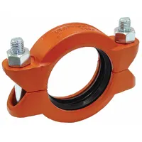 This grooved pipe coupling is a 6 in x 6 in straight configuration made of ductile iron with an NBR seal. It is rated for a maximum operating pressure of 300 psi at 150° F. Used to join two sections of grooved-end pipe in straight runs for piping systems