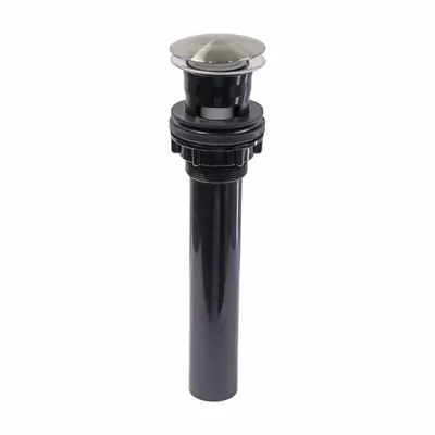 KISSLER & CO Sink Drain: ABS, Brushed Nickel, 9 in Overall Ht, 2 in Overall Dia - Sink Drains with Push-to-Open Stopper