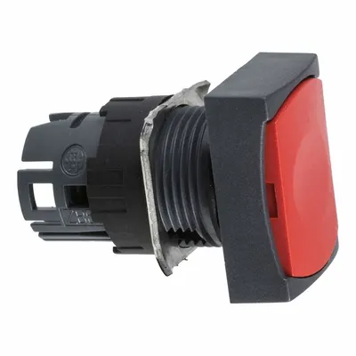 SCHNEIDER Flush Push Button: Red, 16 mm Mounting Size, Non-Metallic - Flush-Mount & Recessed Push-Button Operators