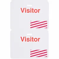 Card Clip On Badge: Visitor, Paper, White, 3 in Card Ht, 4 in Card Wd, 500 PK (MPN 95640)