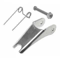 This steel spring latch secures the hook opening in rigging, lifting, and towing applications. It has a 1/2-inch latch eye diameter and is compatible with hook openings up to 1 1/2 inches wide. The spring mechanism keeps the hook closed to prevent accidental load detachment.