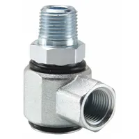 Hydraulic Swivel Fitting: Zinc-Plated Steel, 3/4 in Female NPTF inlet, 3/4 in Male NPTF Outlet (MPN S2102-12-12)
