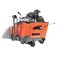 Diesel-powered walk-behind concrete saw with 30 in blade diameter and 12 1/2 in max cutting depth. Supports wet and electric operation. Used for cutting concrete, asphalt, and masonry in road construction, bridge repair, and slab demolition