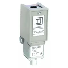 The TELEMECANIQUE SENSORS 9012GNG5 is a general purpose machine tool pressure switch from the 9012G Series. It features an adjustable pressure range of 3 psi to 150 psi and a single 1/4-18" FNPT pressure connection port. This switch is used to monitor and control pneumatic or hydraulic pressure in industrial equipment such as machine tools, packaging machinery, and automation systems.