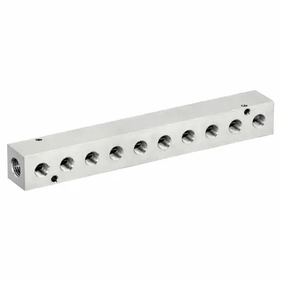 PNEUMADYNE Pipe Manifold Fitting: Inline, NPT x NPT, Rectangle, Stainless Steel - Air & Fluid Block Manifolds