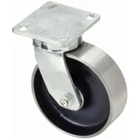 RWM Plate Caster: Swivel, Steel, 5 in Wheel Dia, 2 in Wheel Wd, 6 1/2 in Mounting Ht, Roller, Swivel (MPN 65-FSR-0520-S)