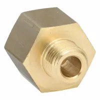 This LEGRIS threaded high-pressure pipe fitting is a straight adapter with a 3/8 in female BSPP thread and a 1/4 in male BSPP thread. Rated for a maximum operating pressure of 1,000 psi, it is used to connect or extend metal piping in industrial fluid systems, such as pneumatic or hydraulic lines
