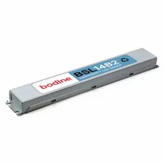 This emergency LED driver provides backup power to a single LED load during mains failure. It operates on 120 to 277V AC input and supports one bulb. Designed for mounting within a fixture, it is used in commercial and industrial lighting to maintain illumination for egress and safety.