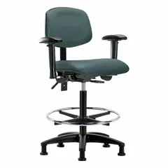 Vinyl Lab Chair with Arms, Height Range 25" to 34-1/2", Seat Width 18-1/2", Seat Depth 17", Nylon Base, BR-VHBCH-RG-T1-A1-CF-RG-8546