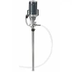 Manual nozzle for dispensing fluids from drums or barrels. Features a polypropylene body and spout with a hose barb connection. Wetted materials include 316 stainless steel, polypropylene, and Viton. Maximum flow rate of 31.7 gpm. No meter included.