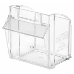 This tip-out bin is designed for use with the QUANTUM STORAGE SYSTEMS QTB309 model. It provides organized storage and easy access to small parts in industrial environments such as workshops, warehouses, and assembly lines.
