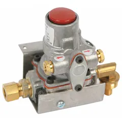 The IMPERIAL Safety Valve 1110-1 is an oven replacement part designed to shut off gas flow if the flame is extinguished, preventing gas leaks. It is used in commercial and industrial ovens, ranges, and cooking equipment requiring flame supervision.