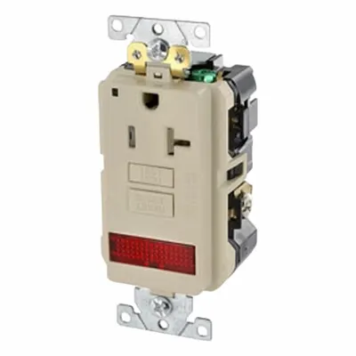 LEVITON GFCI Single Receptacle Outlet: Single, 5-20, Light Almond, GFCI, 125V AC, 20 A (MPN GFPL2-PLT) - General Purpose Receptacles