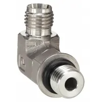 This PARKER single-ferrule stainless steel elbow connects 1/4 in OD tubing to a 1/4 in ORB port. Part of the CPI™ series, it is used in instrumentation, hydraulic, and pneumatic systems requiring leak-free sealing and corrosion resistance