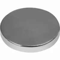 Disc magnet type 35, silver, 5/16 in outside diameter, 0.06 in thick, max pull force 1.3 lbf. Used for light-duty holding, positioning, and fastening in confined spaces