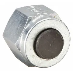 Steel compression fitting plug with double-ferrule design for sealing 1/4 in OD tubing. Thread size 7/16"-20. Compatible with Parker fitting brands. Used in hydraulic, pneumatic, and instrumentation systems to provide a leak-proof seal.
