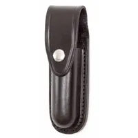 GOULD & GOODRICH, INC. Flashlight Pouch: Black, Leather, Basket Weave, Snap Closure (MPN B672-7)
