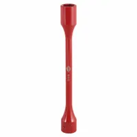 This 17 mm torque limiting socket stick is constructed from chrome molybdenum and features a red finish. Designed for use with 1/2 in size air impact tools, it provides controlled torque application during wheel service to prevent over-tightening of lug nuts