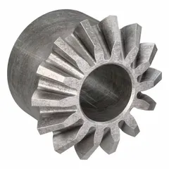 Steel miter gear with 14 straight teeth, 3/8 in bore diameter, and 20 pressure angle. Designed for right-angle power transmission between intersecting shafts in industrial machinery such as conveyors, packaging equipment, and machine tools.