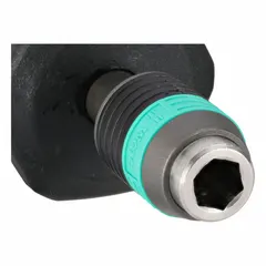 Preset click-type torque screwdriver with 1/4 in bit holder. Adjustable torque range from 11 to 29 in-lb. Provides audible and tactile click when preset torque is reached. Suitable for assembly and maintenance tasks requiring controlled fastening torque.
