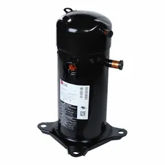 Hermetic scroll compressor for R-410A refrigerant systems. Delivers 15,500 BtuH cooling capacity with 1 1/2 hp. Discharge line connection size is 1/2 in. Suitable for air conditioning and heat pump applications.